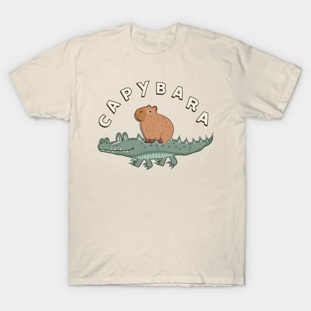 Capybara riding a crocodile T-Shirt by VinagreShop